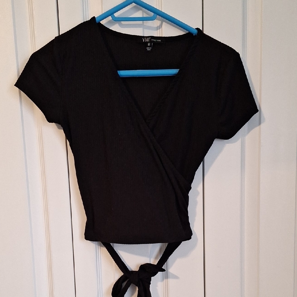 YMI Black Wrap Top